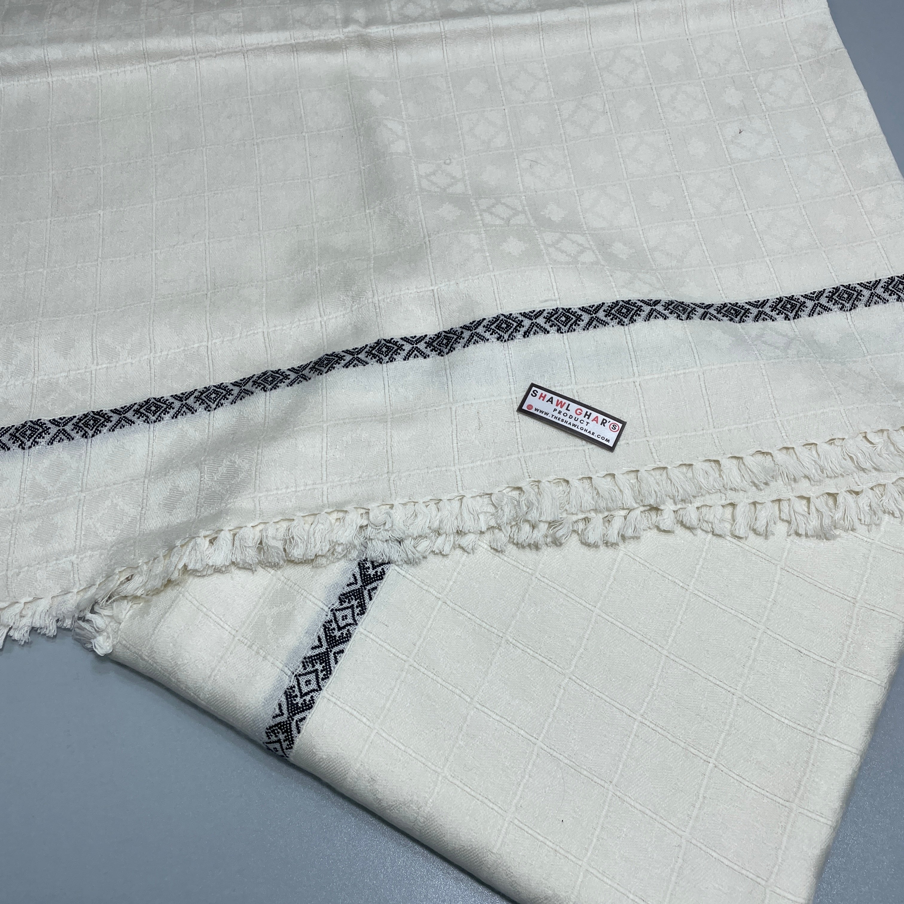 CheckMate Wool Shawl - White Color