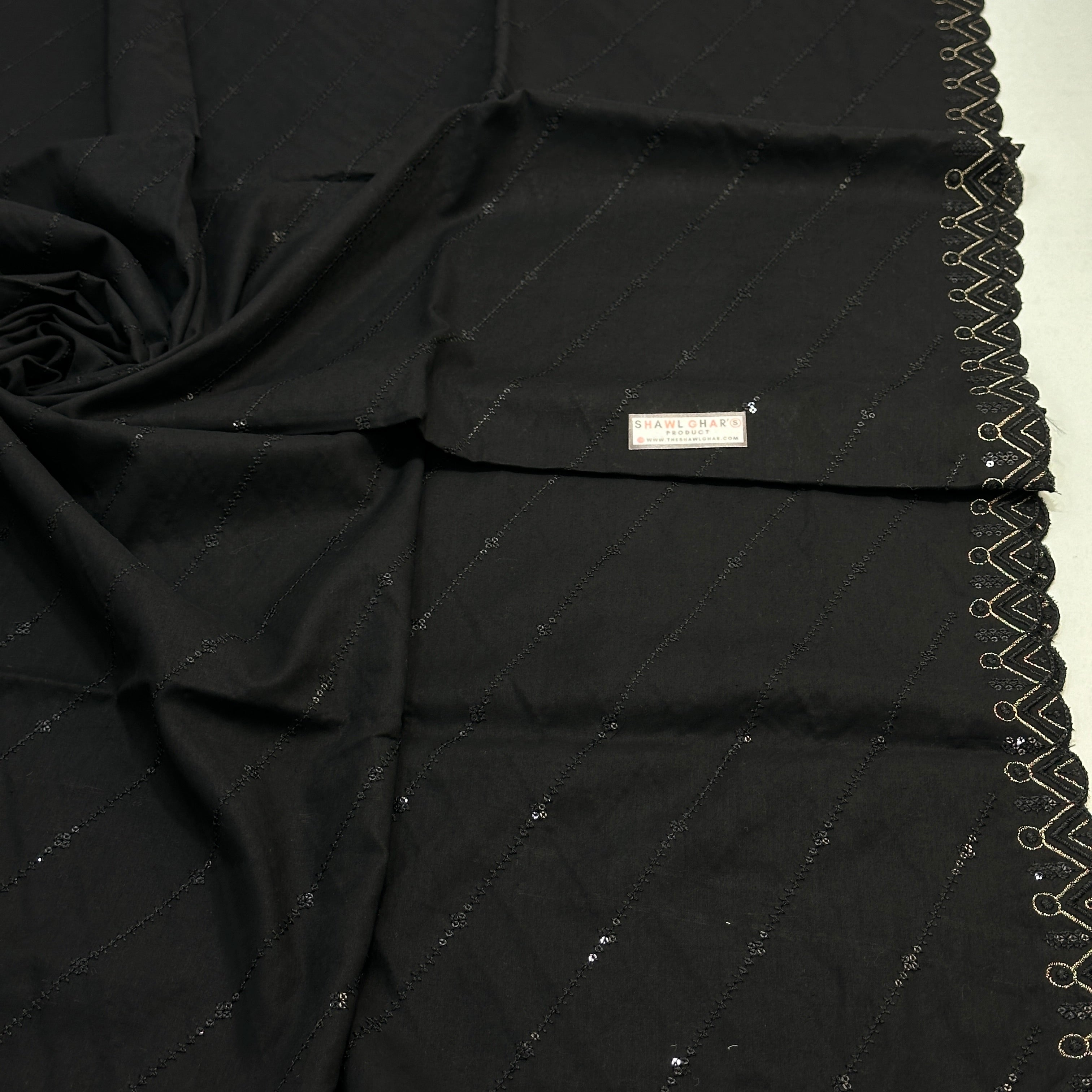 Black With Sequence Work Shawl